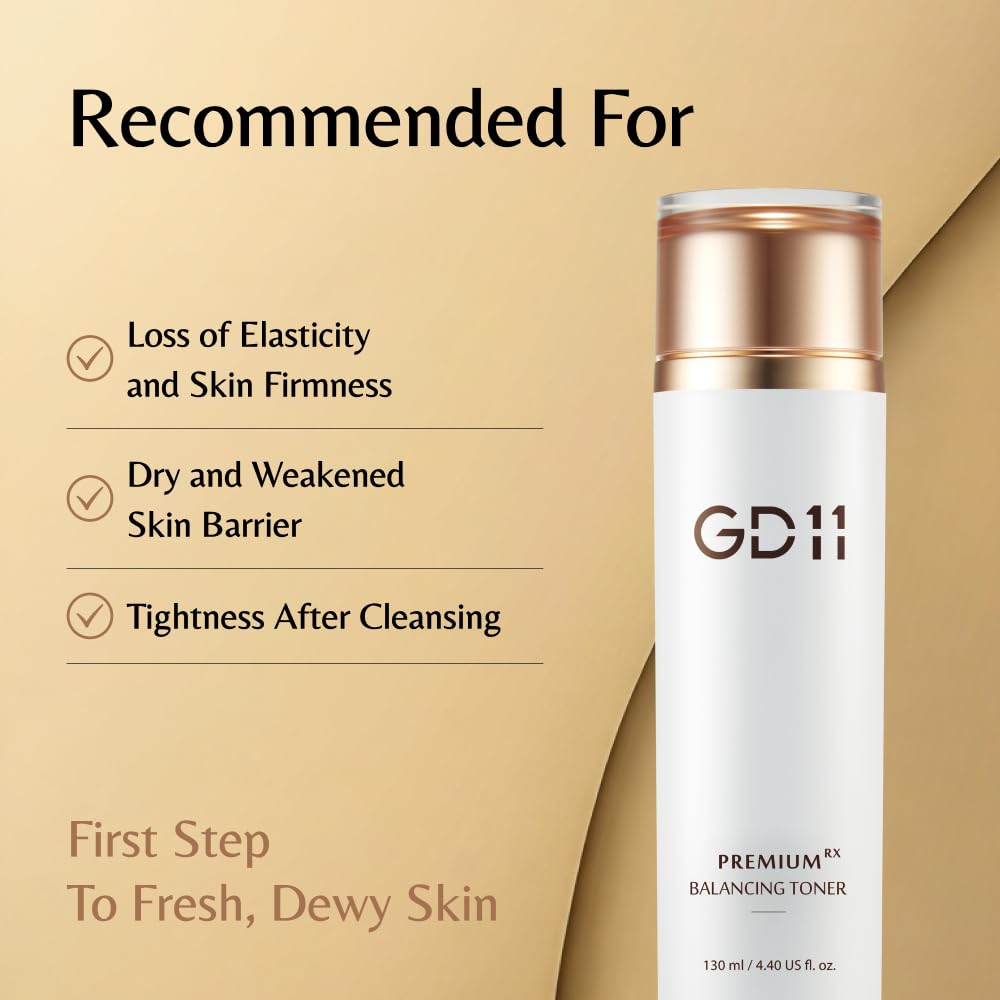 GD11 Premium RX Balancing Toner, Exosome-enriched Liposomal Complex with Hyaluronic Acid & Panthenol for Skin Moisture Support, Hydrating Toner for Glow, Korean Skin Care (4.40 Fl Oz / 130ml)