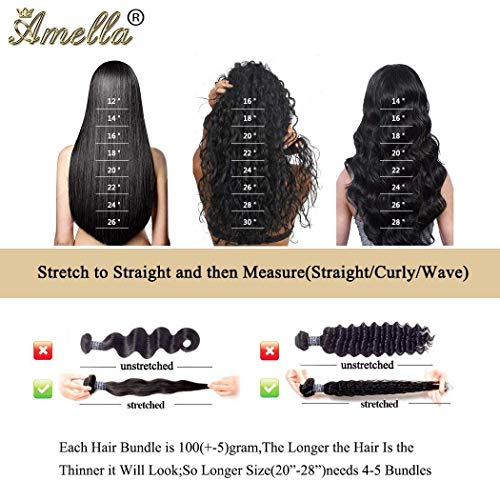 Amella Hair 8A Brazilian Body Wave Virgin Hair 3 Bundles 18 18 18inch 100% Unprocessed Virgin Human Hair Weave Bundles Natural Black Remy Hair