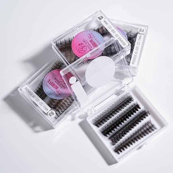ROSE GIRL 500 Ultra Speed Promade Fans-Natural Look Handmade Volume Eyelash-Narrow Loose Eyelash 3D-16D C CC D Curl-False Lashes Extensions-Thickness 0.03~0.1mm-8~20mm Length(10D-D-0.03 (14 mm))