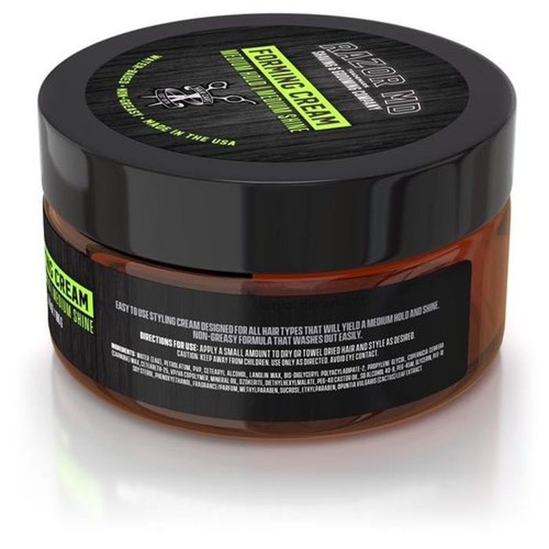Razor MD Water-Based Forming Cream for Men, Medium Hold and Shine, Mens Hair Styling Product, 2 oz