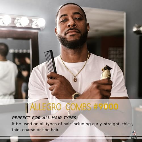 Allegro Combs 9000 Clipper Cutting Combs Blending Combs Fading Combs 6 Pk. (Black)