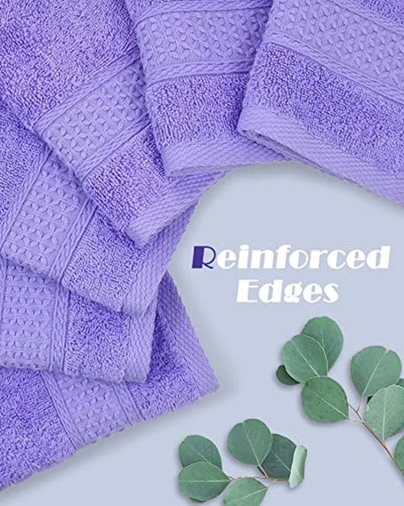 Cleanbear Wash Cloths Cotton Facecloths, Large Face Cloths 6 Ultra-Soft Washcloths for Bathroom and Guestroom, Fade-Resistant Face Towels 13 by 13 Inches (Lavender)