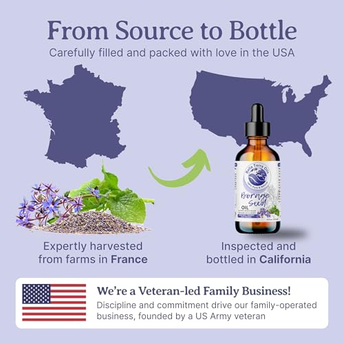 Bella Terra Oils - Organic Borage Seed Oil 2oz - Dive into a World of Omega-6 & Essential Minerals, Natural Nourishment for a Radiant Complexion