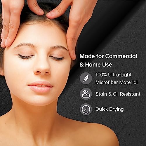 CLORIS Universal 3-Piece Massage Table Sheet Set Premium Soft Microfiber Includes Massage Table Cover, Fitted Sheet and Face Rest Cover - Black