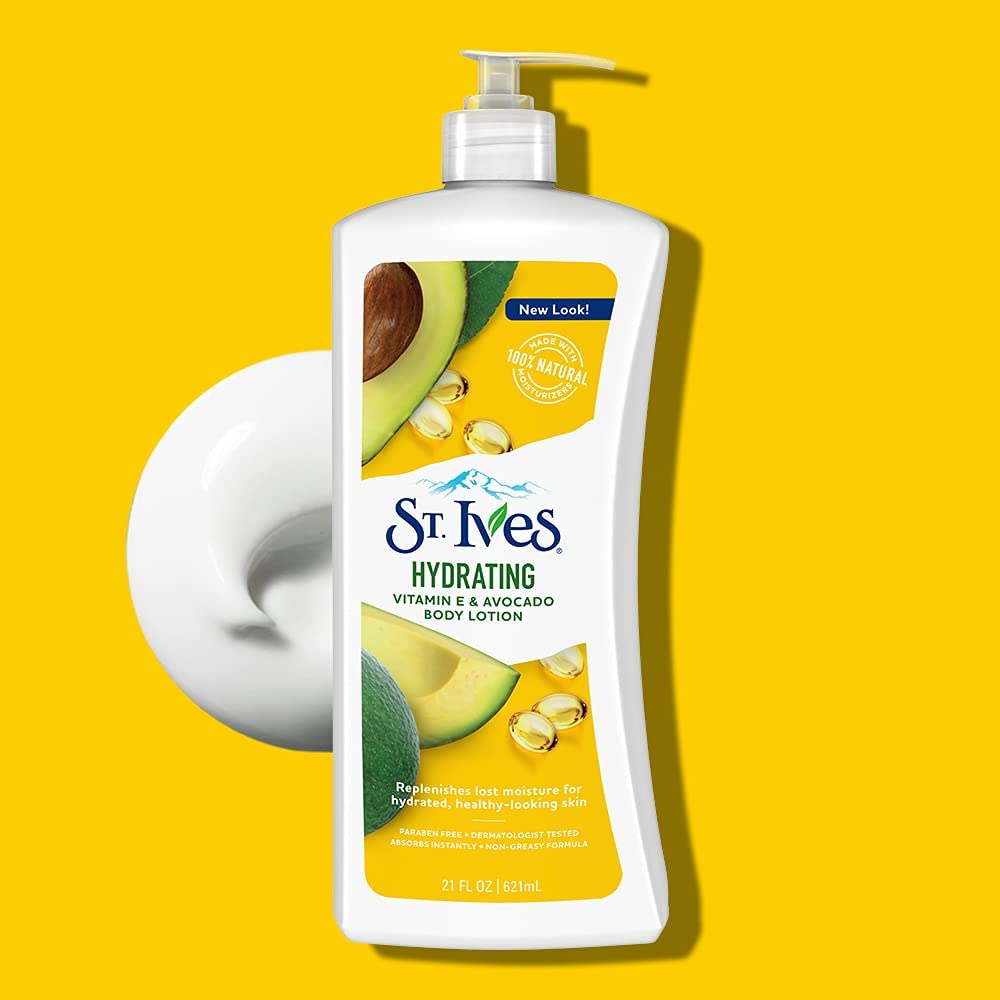 St. Ives Daily Hydrating Vitamin E & Avocado Body Lotion, 21 Ounce (Pack of 3)
