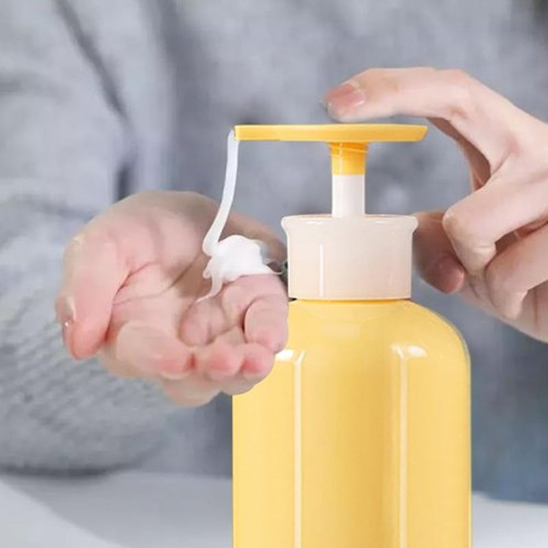 4 Pack Plastic Bottles with Pump Dispenser, Refillable Travel Containers, 300ml (Yellow)