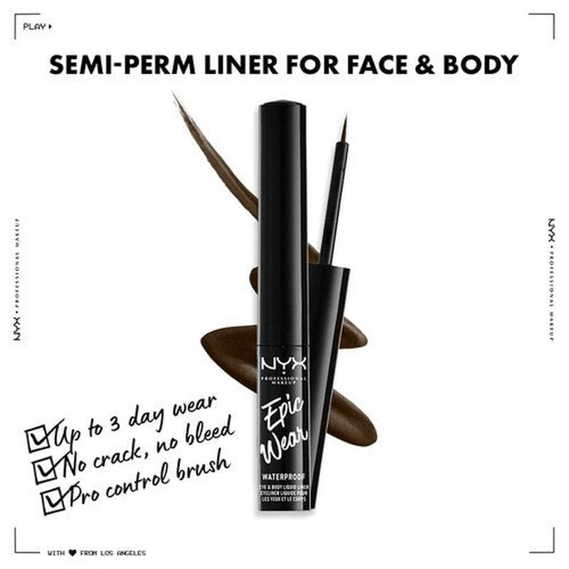 NYX PROFESSIONAL MAKEUP Epic Wear Liquid Liner, Long-Lasting Waterproof Eyeliner - Brown