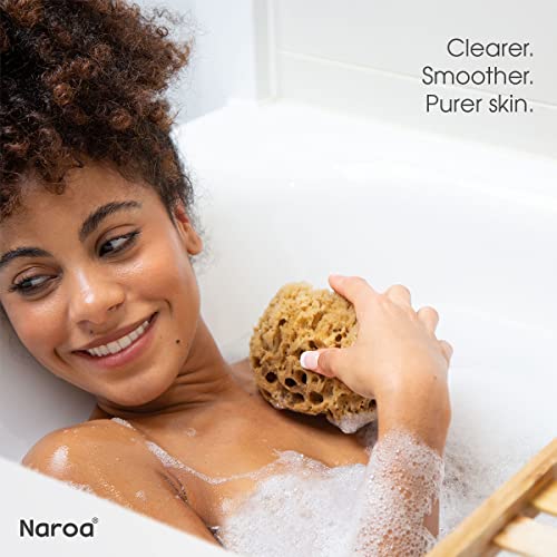 Naroa Massage Natural Shower Sponge | Unbleached Body Scrubber Puff | Bath Sponge for Healthy Skin | Eco Friendly Sustainable Sea Sponge (Massage - Small)