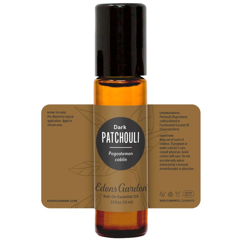 Edens Garden Patchouli-Dark Essential Oil Roll-On- 100% Pure Premium Grade, Natural, Therapeutic, Aromatherapy, Kid & Skin Safe, The Best for Body, Wellness, Relaxation Pre-Diluted 10 ml (.33 fl oz)