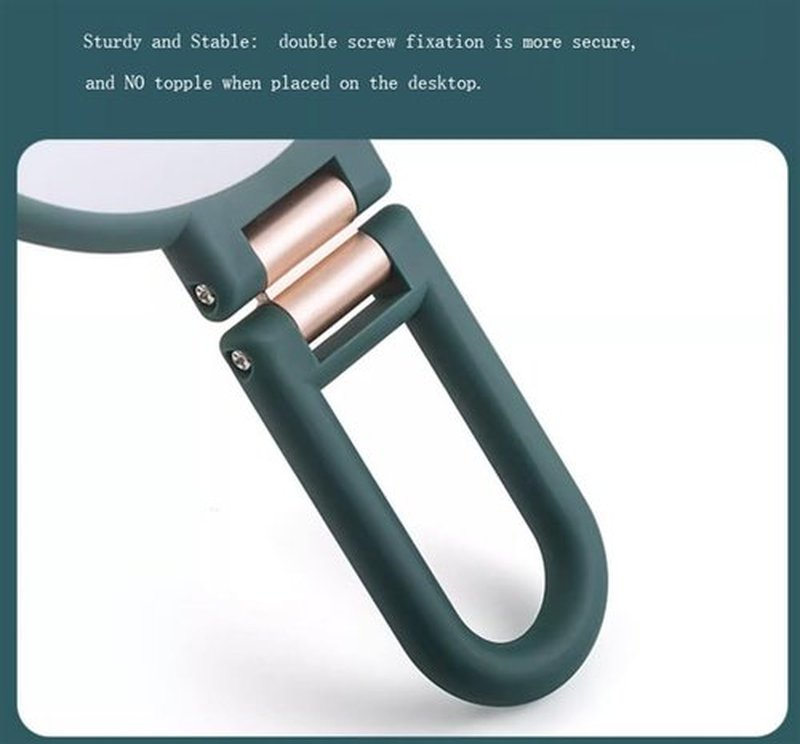 Stianiiie Handheld Mirror, 1X 15X Double Sided, Rotation Adjustable Handle, Portable Travel, 6.5 x 5.71 inches, ABS Engineered Plastic, Green, Modern Style, Tabletop Mount