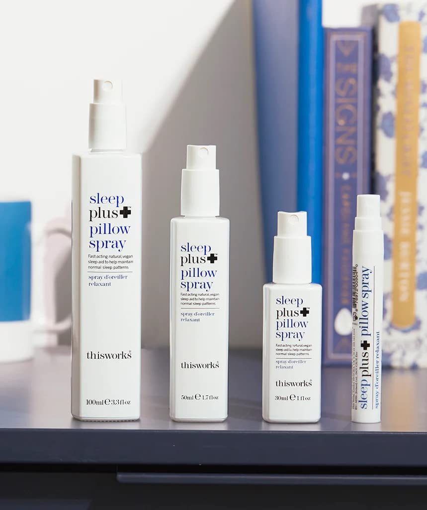 Thisworks sleep plus pillow spray Fast-Acting Natural Rest with Essential Oils of Lavender, Vetivert and Camomile, 100ml, 3.3 fl oz