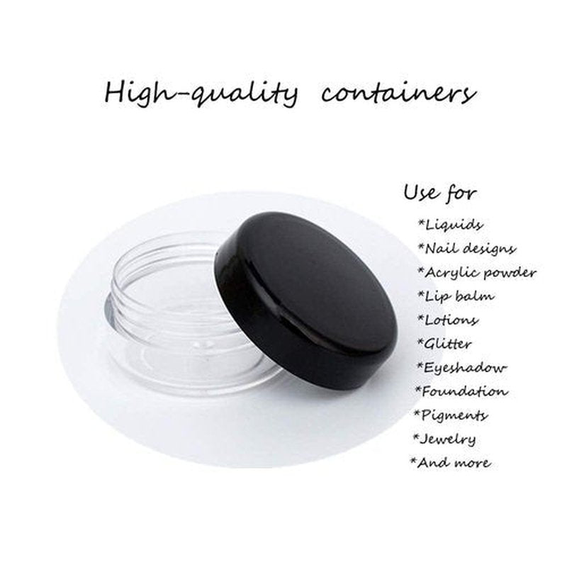 ZEJIA 3 Gram Sample Containers with Lids, 25 Count Tiny Sample Jars, 3ML Makeup Cosmetic Containers for Lip Balms, Lotion, Powder, Beauty Products(Black Lids)