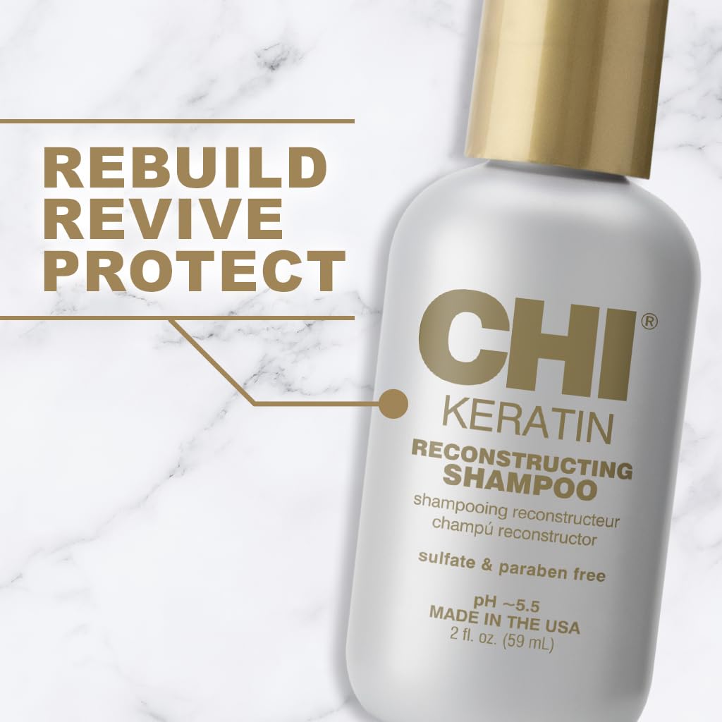 CHI Keratin Reconstructing Shampoo, Delivers Healthier Hair, Adds Shine & Helps Prevent Future Breakage, Sulfate, Paraben, & Cruelty-Free, 32 Oz