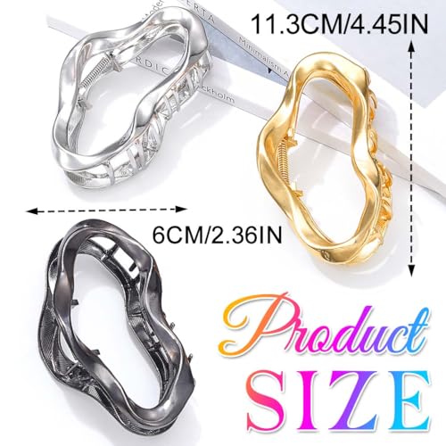 BARTOSI Metal Claw Clips Gold Hair Clips Large Hair Claw Clip for Thick Hair Fashion Hair Accessories for Women and Girls (Pack of 3)