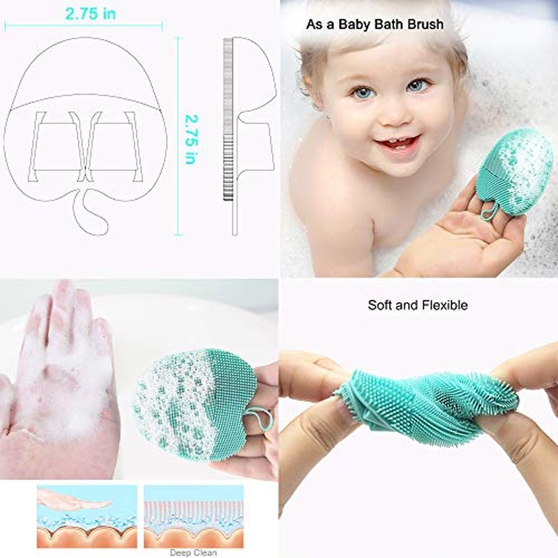 INNERNEED Soft Handheld Silicone Facial Cleansing Brush, Mild Anti-Slip Face Exfoliating and Massage Scrubber Pad, Gentle Exfoliating, Removing Blackhead, Massaging (Pack of 3)