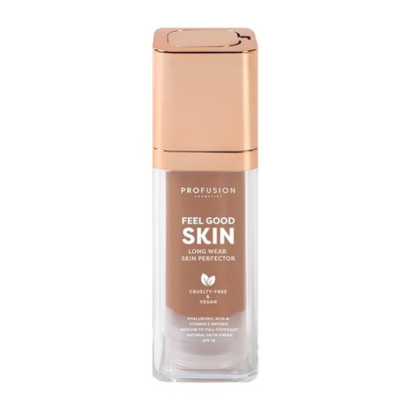 Profusion Cosmetics Feel Good Skin Perfector, Foundation Makeup for Radiant, Satin Finish, Available in 12 Curated Shades (Deep 500, 1)
