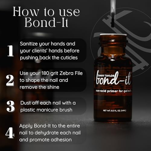 Tammy Taylor Bond It Acrylic Nail Primer | Acid Free Gel Nail Care for Semi Cured Gel Nail Strips, Acrylic Powder and Nail Polish | Professional Salon-Quality Nail Prep for Healthy, Strong Nails