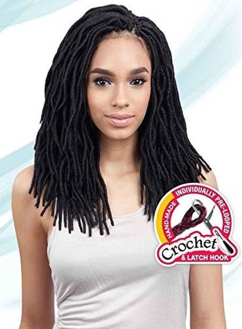 Freetress Braids 2X Soft Wavy Faux Loc 12" Synthetic Crochet Braid Dread Locks (2 Dark Brown)