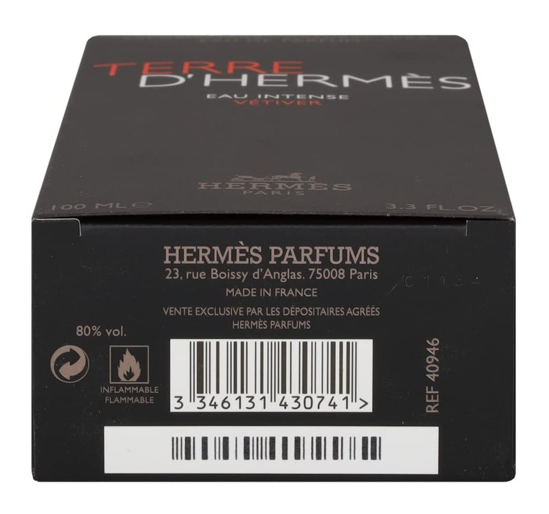 Hermes Terre D'Herm Eau Intense Vetiver Eau De Parfum for Men, 3.3 Ounce