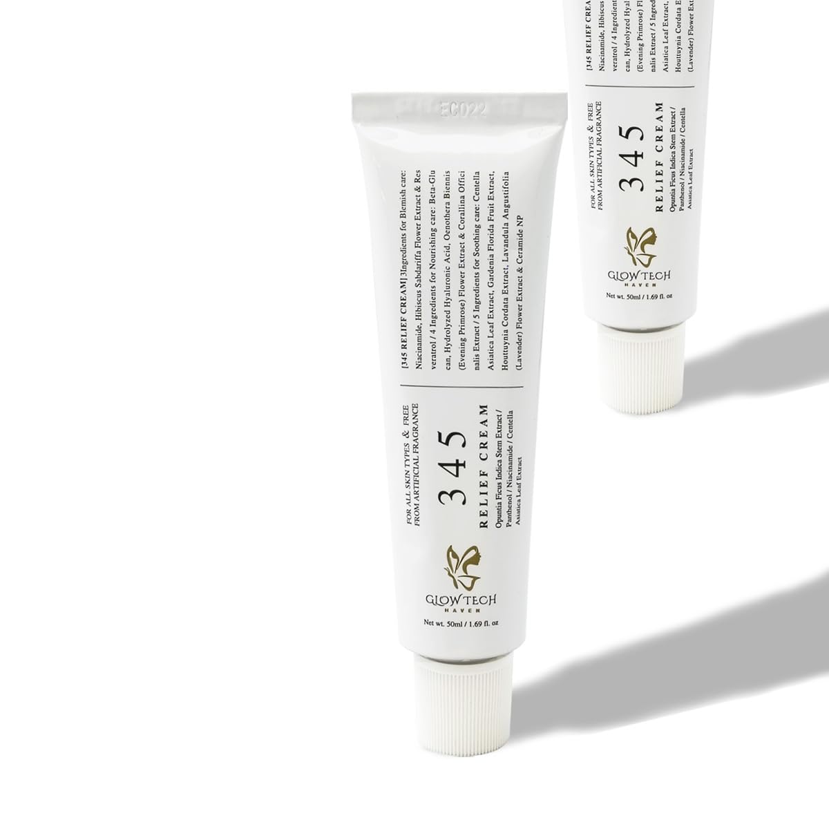 GlowTechHaven 345 Relief Cream | Korean Niacinamide Moisturizer with Hyaluronic Acid & Ceramides | Barrier Repair Gel Cream for Acne, Redness & Sensitive Skin | 1.69oz