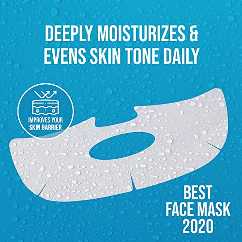 masque BAR Shield & Soothe Hydrogel Facial Mask, Korean Face Sheet Mask, Hydrating Sheet Mask, Calming Moisture Mask with Aloe Vera, Skin Care for Prolonged Use of Safety Face Masks, Pack of 6