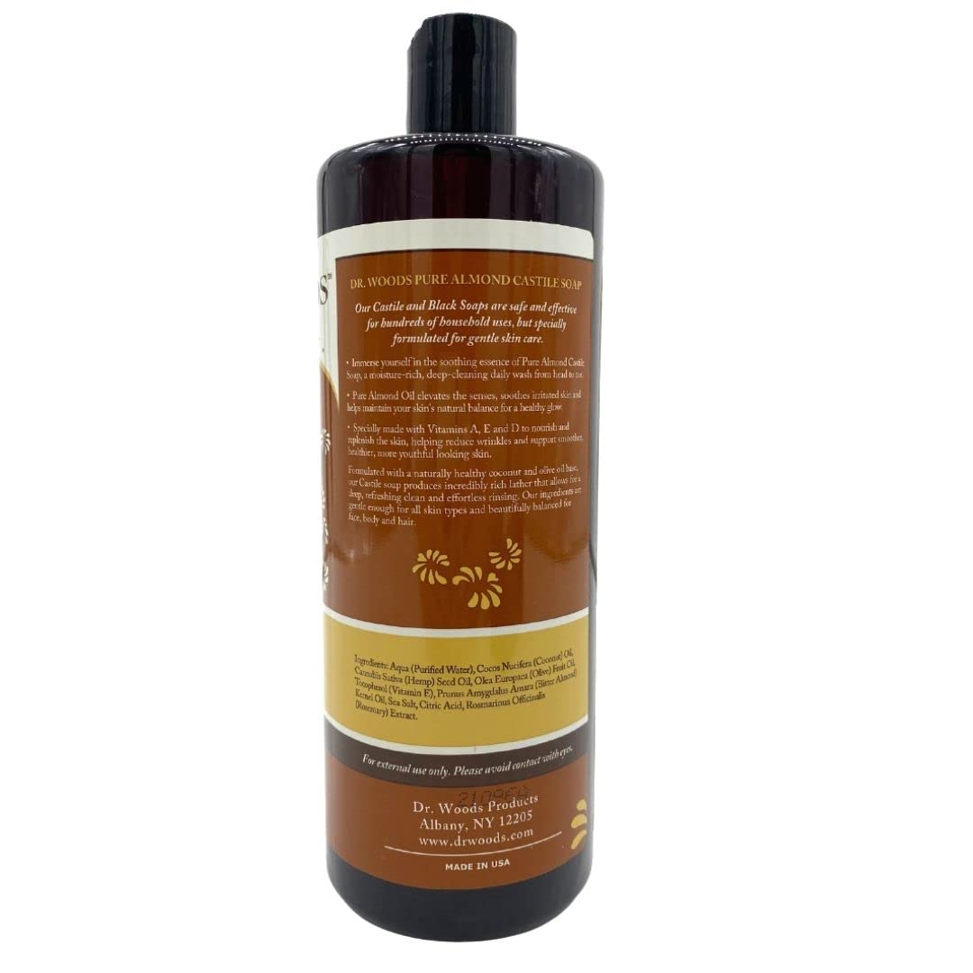 Dr. Woods Pure Almond Liquid Castile Soap, 32 Ounce (Pack of 2)