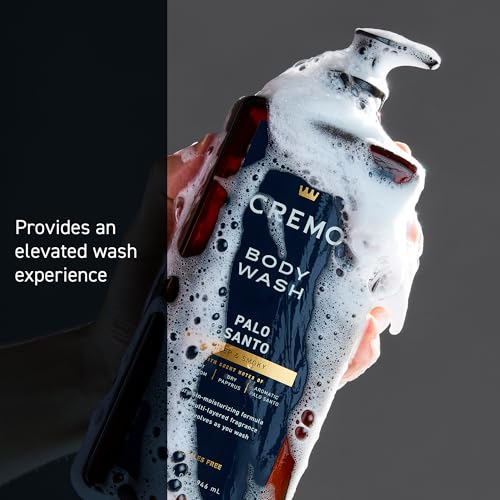 Cremo Rich-Lathering Palo Santo Body Wash for Men, Notes of Bright Cardamom, Dry Papyrus and Aromatic Palo Santo, 32 Fl Oz