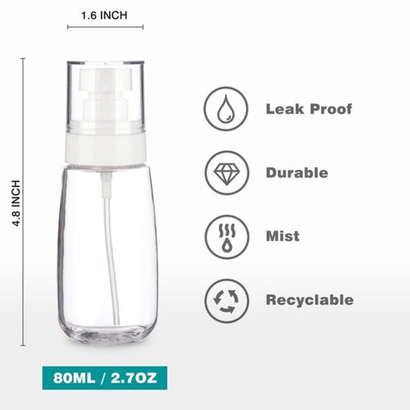 GIVITASOT 3pack Small Spray Bottle, 2.7oz Mini Spray Bottles, Empty Travel Spray Bottle, Fine Mist Plastic Spray Bottles (Clear+Green+Pink)