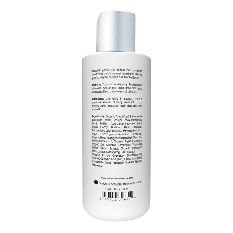 Natural Tone Organic Skincare Sulfate-Free Body Wash - Hydrating Rosehips Scent, 8oz