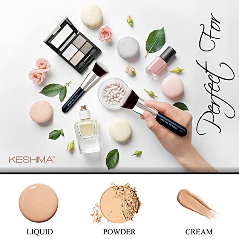 Large Flat Top Kabuki Foundation Brush By Keshima - Premium Makeup Brush for Liquid, Cream, and Powder - Buffing, Blending, and Face Brush, 1.6" Top Diameter