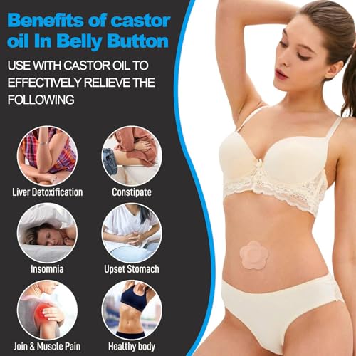 50PCS Castor Oil Patches, FDA/MDR Certified Carrier Patches for Castor Oil | Medical-Grade Self-Adhesive Pads | Belly Button Patch for Caster Oil, Portable Breathable Anti Leakage Anti-Slip No Wash