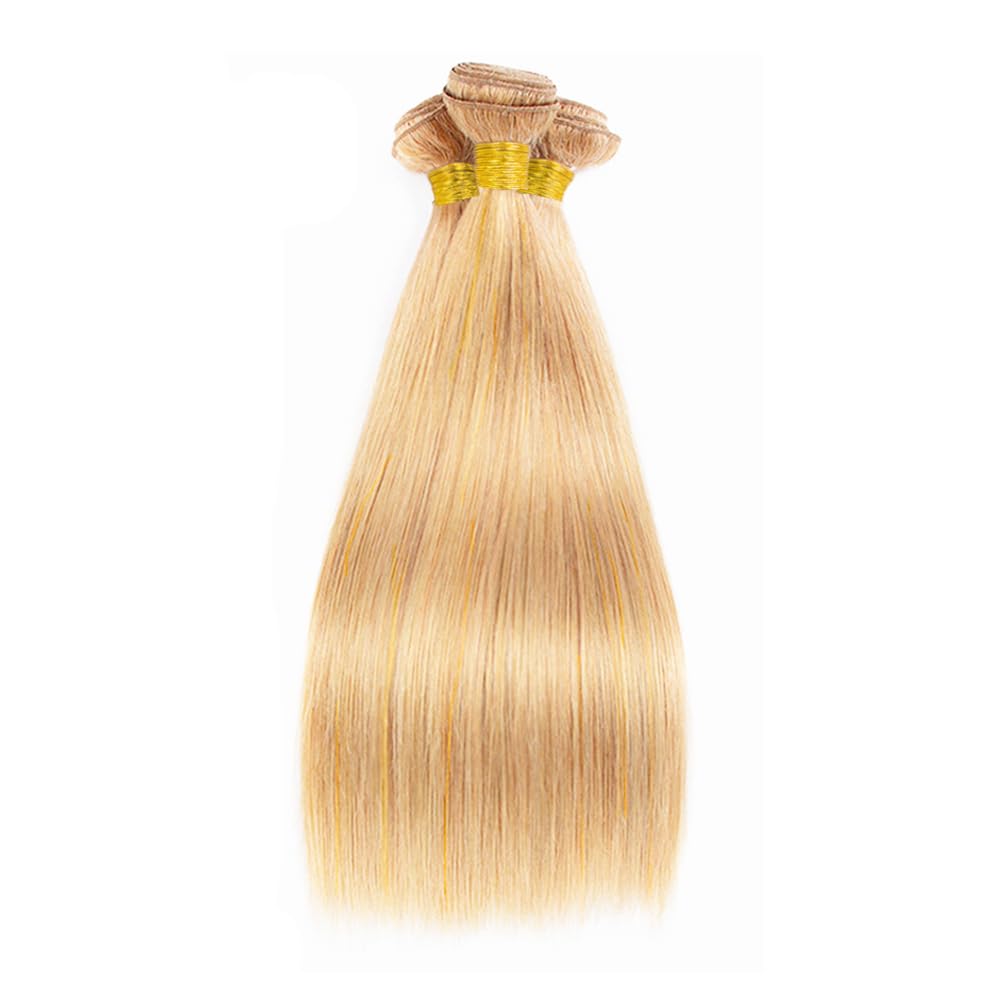 P27/613 Human Hair Bundles Honey Blonde Straight Bundles Brazilian Grade 8A Virgin Human Hair 3 Bundles 10 12 14 Inch P27/613 Straight Bundles Blonde Bundles 300g