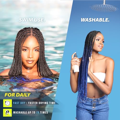 Sensationnel Ruwa prestretched braiding hair - 3x 48 inch water repellent kanekalon fast dry synthetic sports itch free (5 pack, 1 JETBLACK)