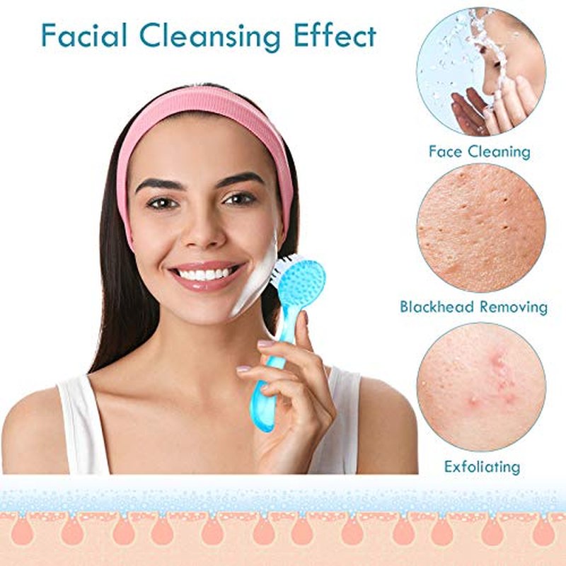 3 Pieces Facial Cleansing Brush Acrylic Handle Face Scrubbers Soft Bristle Exfoliator Cleaner Brush Scrub Exfoliating Facial Brush for Face Care Makeup Skincare Removal (Black)
