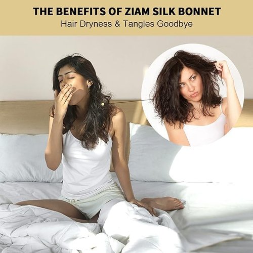 ZIMASILK 22 Momme 100% Mulberry Silk Bonnet for Sleeping & Women Hair Care, Highest Grade 6A Silk Hair wrap for Sleeping with Premium Elastic Stay On Head (1Pc, Black)
