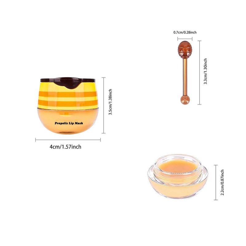 4 PCS Bee Lip Balm Honey Pot, Lip Mask, Honey & Strawberry & Cherry & Mint