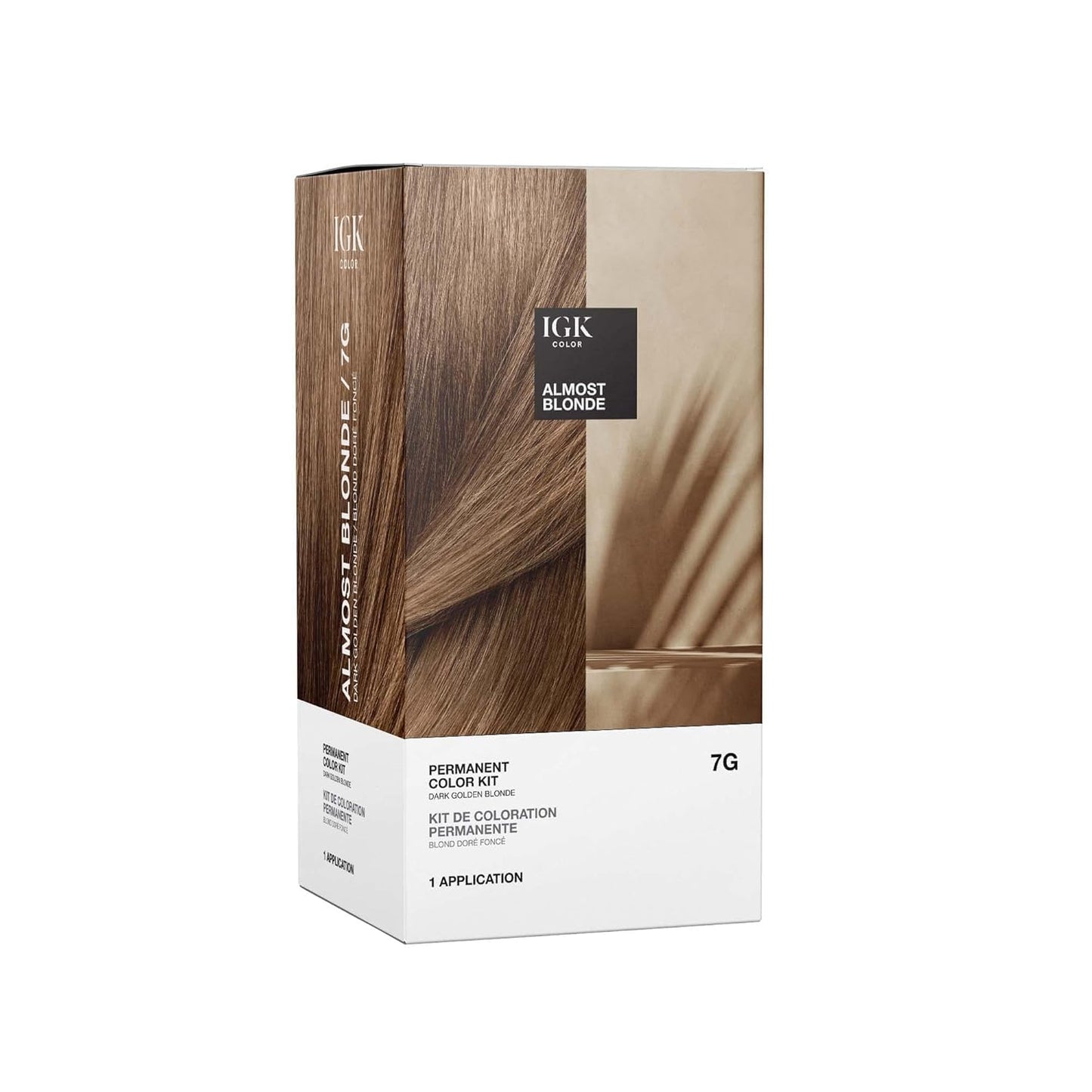 IGK Permanent Hair Dye Color Kit | 7 N Latte - Dark Natural Brown | 100% Gray Color Coverage + Strengthen + Shine | Ammonia Free