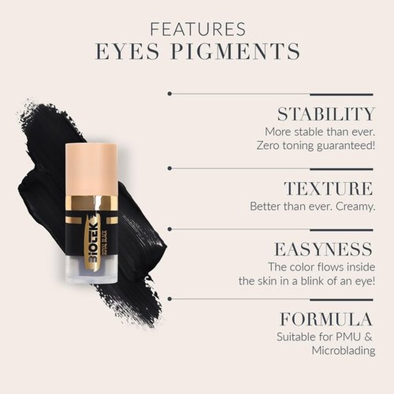 Biotek Eyes Pigment for Permanent Makeup - Intense Black Color for Eyes and Eyeliner - Made in Italy - Royal Black 0,24 fl.oz.