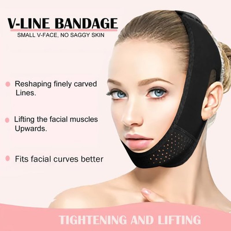 MASIKA V-Line Mask, Chin Strap for Sleeping,Chin Strap for Women,Jaw Exerciser,Jawline Shaper,Jaw Strap,Double chin strap,Jawline Shaper,Reusable chin stra,Black