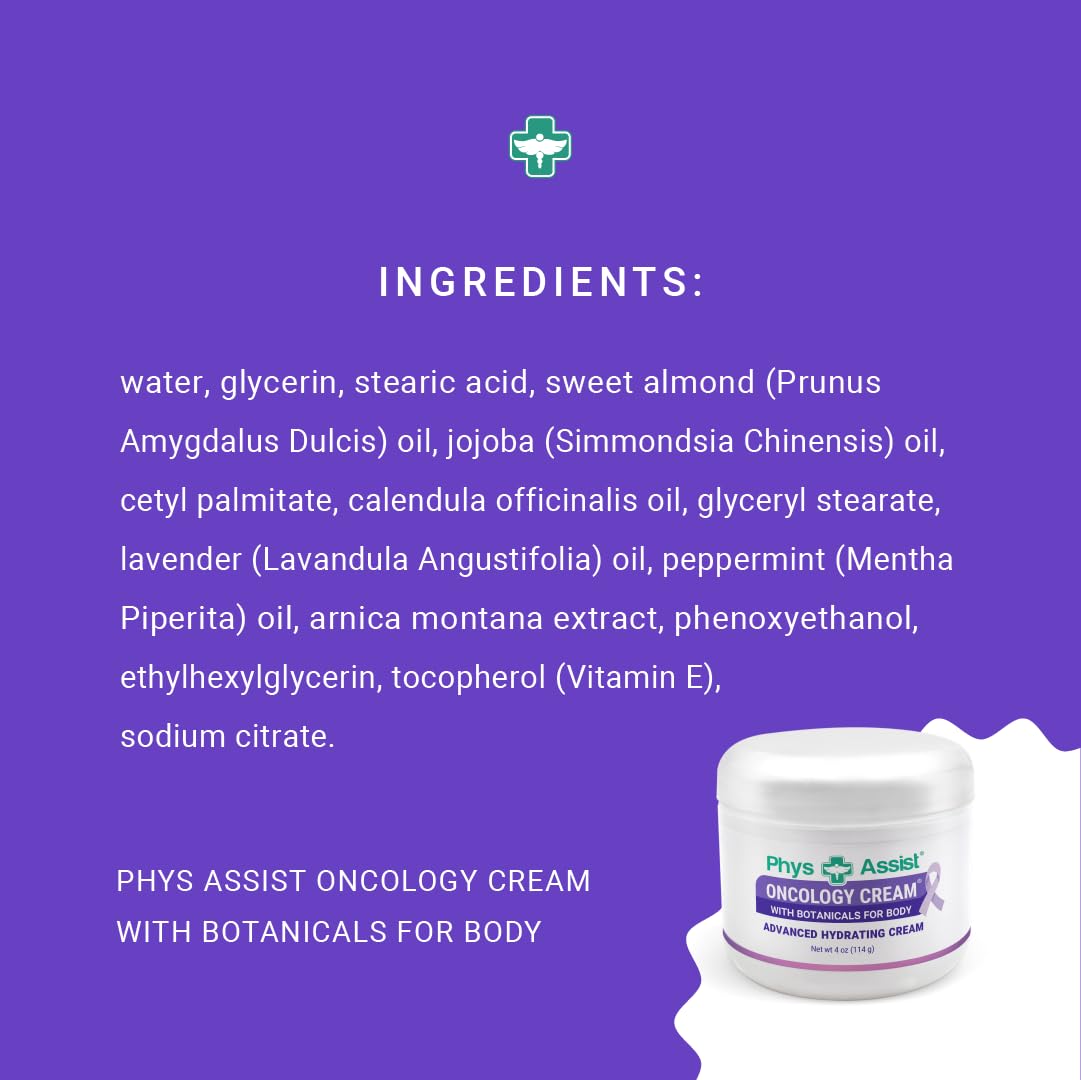 Oncology Cream 4 oz plus 3 Pack Lip Balm. Hydrating to Stressed Skin Undergoing Chemo or Radiation. Skin Therapy. Made with Botanicals.