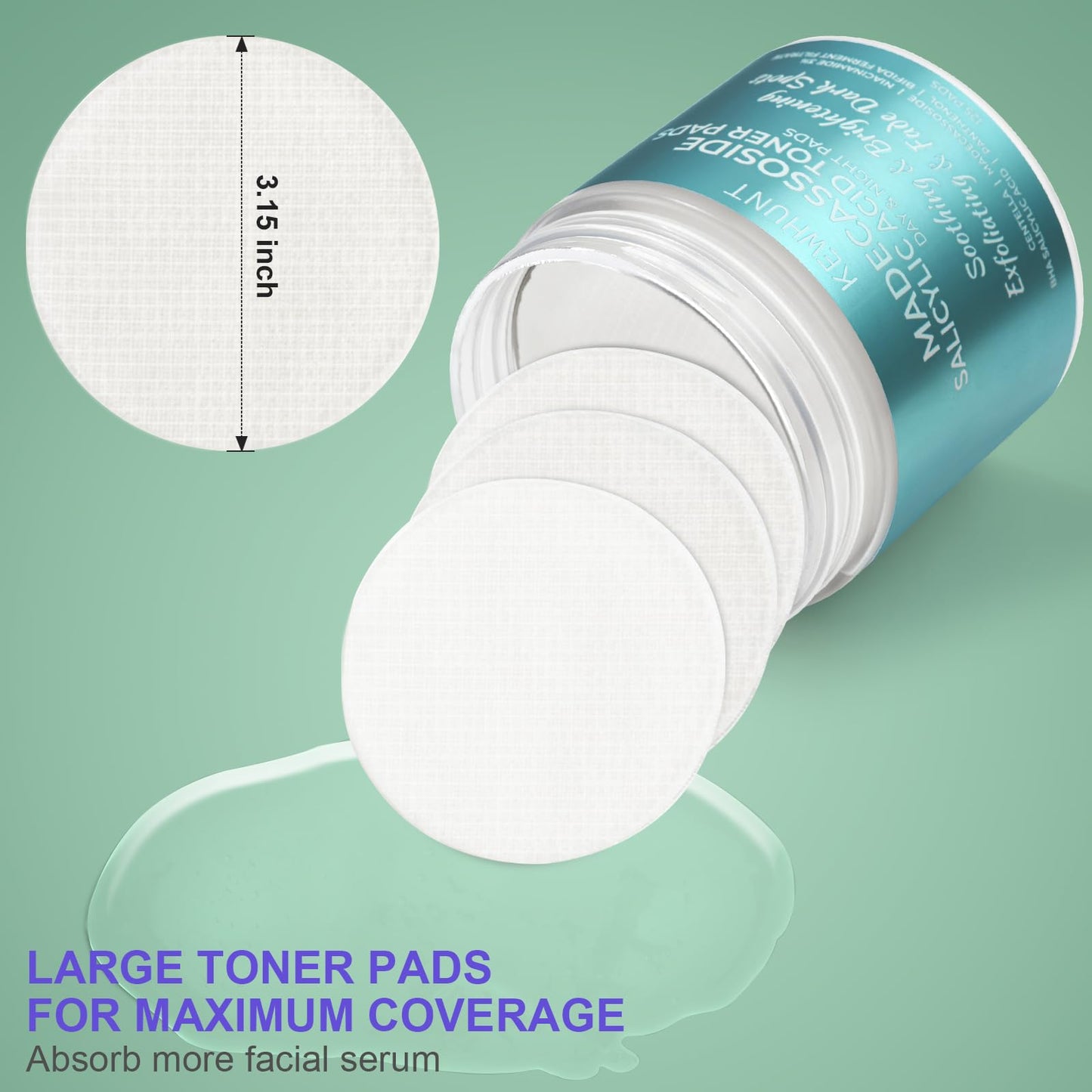 Madecassoside Toner Pads, Mild Exfoliating Pads, Calming Blemish Face Pad -Centella, Niacinamide, BHA Salicylic Acid for Soothe, Uneven Skin Tone, Dark Spots, Skincare 125 Pad Mothers Day Gifts