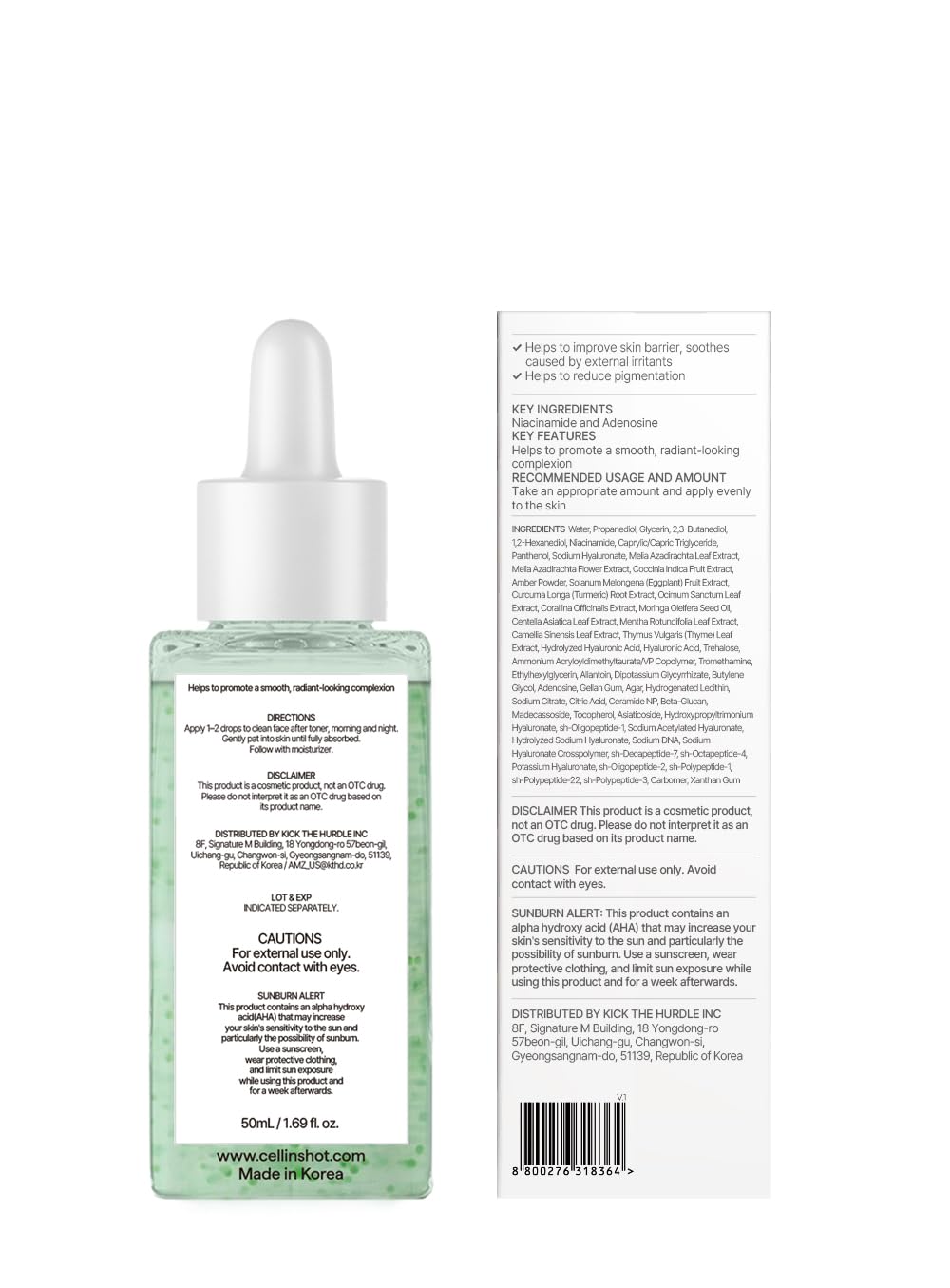 CELL IN SHOT EGF Allantenol Repair Ampoule - Soothing Facial Serum for Post-Blemish Recovery, Calming Hydrating Ampoule for Acne-Prone & Sensitive Skin, Korean Skin Care, 1.69 fl.oz. (50 ml)