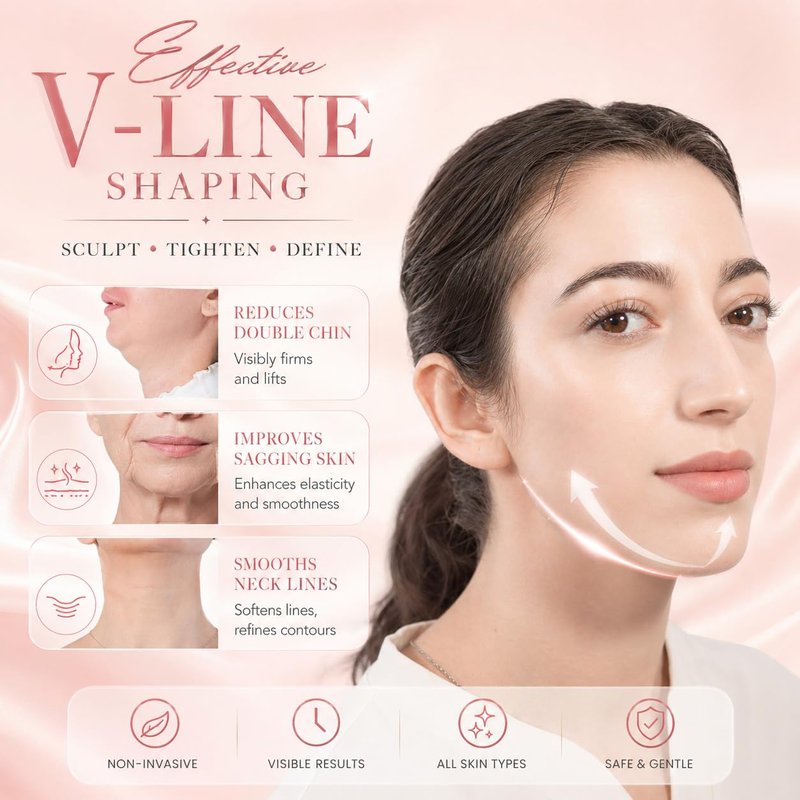 V Line Lifting Mask Chin Strap for Sleeping, Face Lifting Strap, Chin Strap, V Line Mask, Jawline Shaper, Jaw Strap, Double Chin Reducer, Face Lift Tape & Snoring Solution (Pink.)