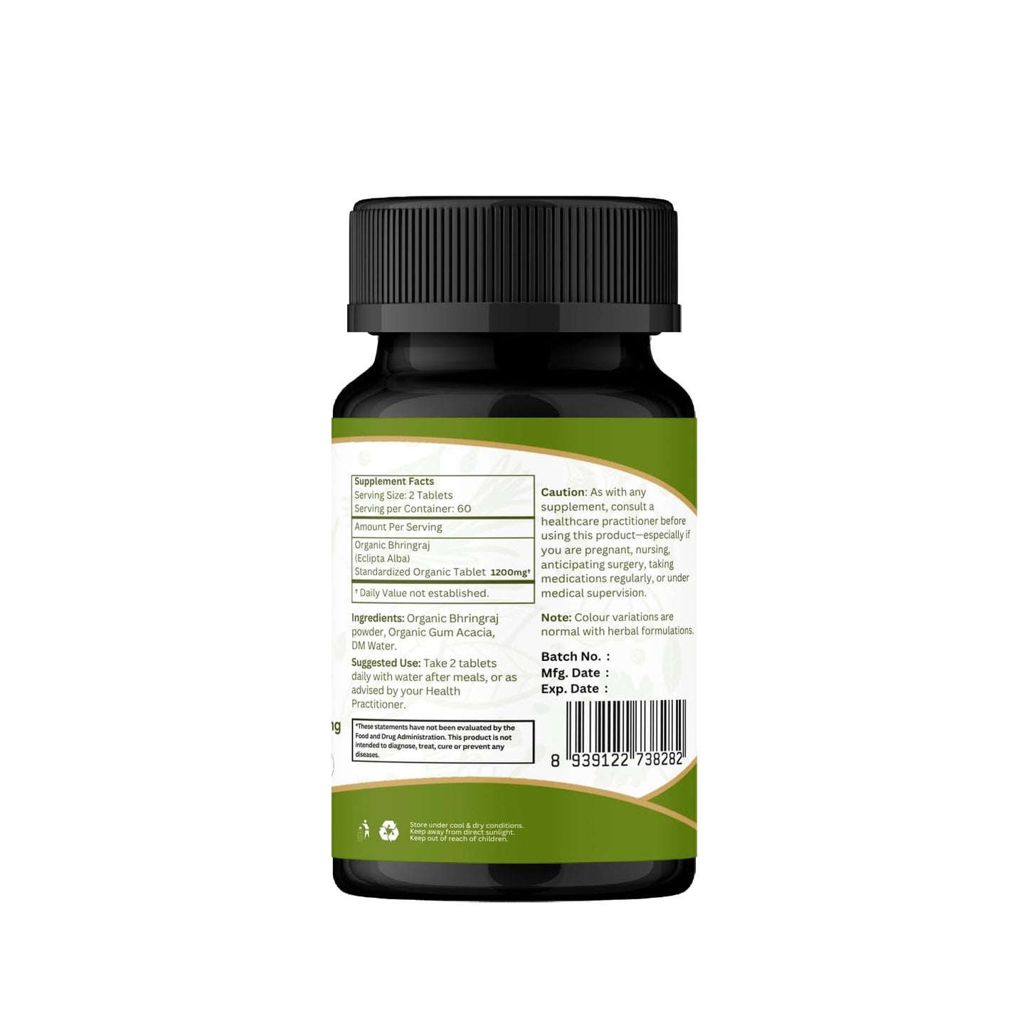 ORGANIC SPREE Bhringraj 120 Tablets - USDA Organic Bhringraj (Eclipta alba) Supplement, Supports Hair Nourishment* - Pack of 3