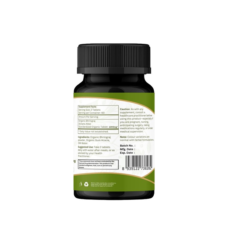 ORGANIC SPREE Bhringraj 120 Tablets - USDA Organic Bhringraj (Eclipta alba) Supplement, Supports Hair Nourishment* - Pack of 3