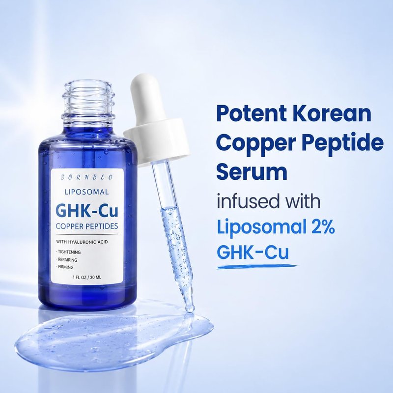 Copper Peptides Serum for Face with Liposomal 2% GHK-Cu, PDRN, Multi-Peptide & Hyaluronic Acid - Advanced Korean Anti-Aging Serum for Fine Lines, Firming, Skin Elasticity- 1 Fl Oz