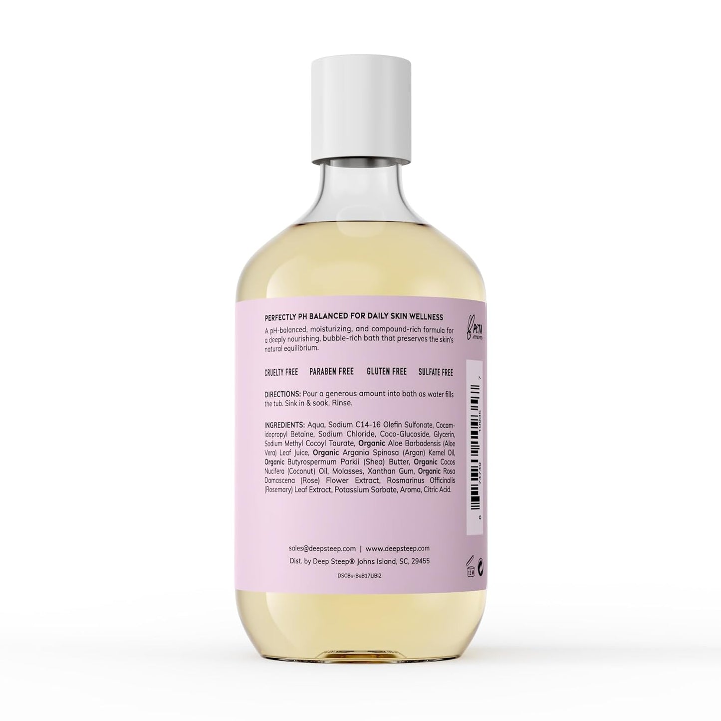 Deep Steep Bubble Bath, Lavender Chamomile, 17 oz (Pack of 2) – Soothing Soak with Shea Butter, Argan Oil, Aloe Vera & Coconut Oil – Vegan, Sulfate-Free, PH-Balanced Clean Beauty