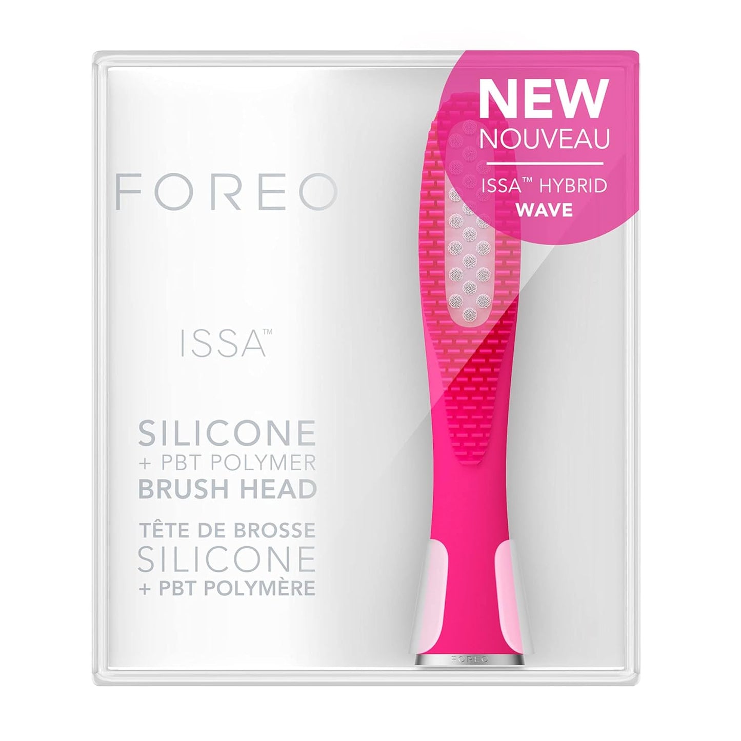 FOREO ISSA Hybrid Wave Brush Head Black, Medical-Grade Silicone & PBT Polymer Bristles, 6-Months Lasting