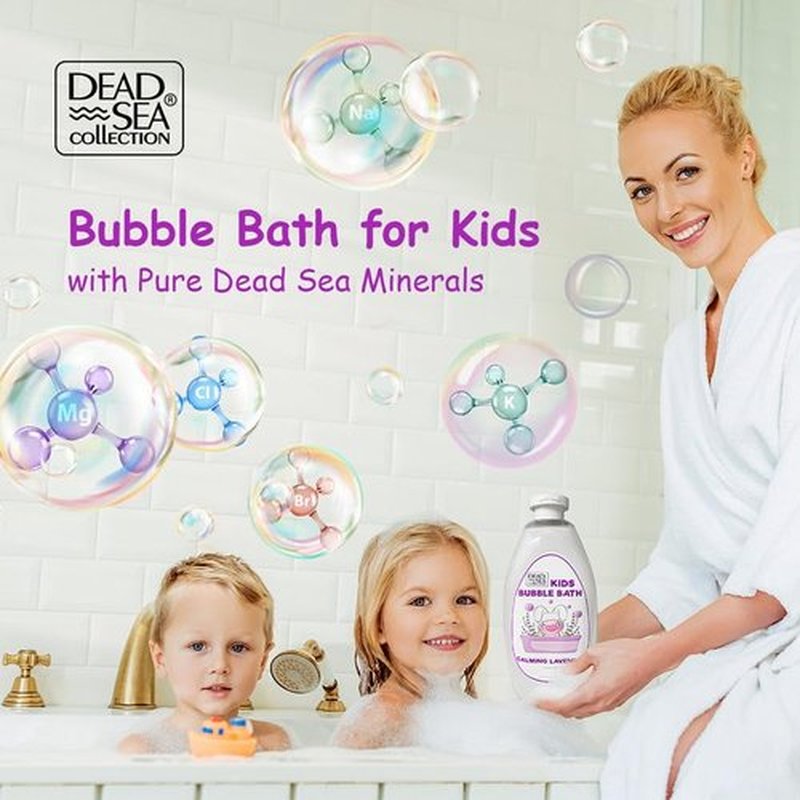 Dead Sea Collection Bubble Bath Kids with Lavender - Cleansing and Moisturizing Liquid Bubble Bath - Lavender Oil and Pure Dead Sea Minerals - Pack of 2 Large Bottles (67.6 fl.oz)