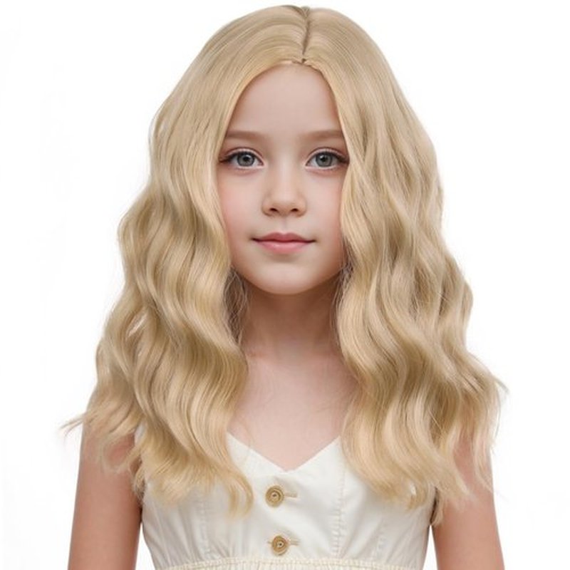 DUDUWIG Blonde Wig for Kids Girls Short Curly Wig Blonde Wigs for Dress Up Party Cosplay Synthetic Wigs Hairnet Include
